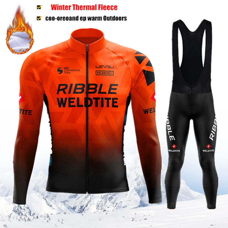Cycling Gear Logo - RIBBLE Set Maglia Ciclismo Invernale Uomo,