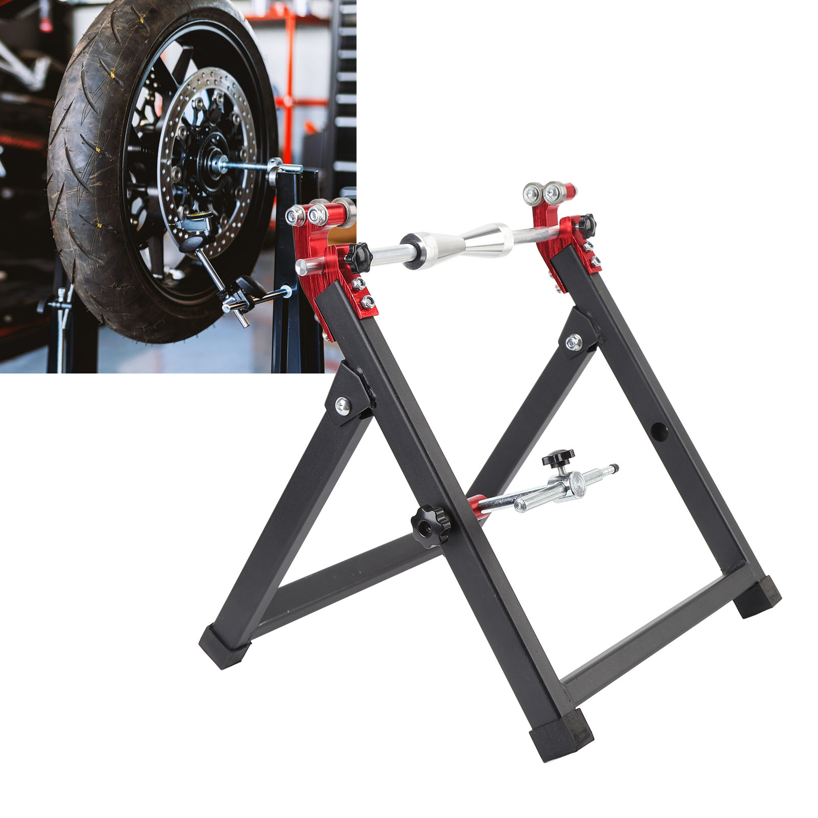 Cycling Gear Stand - Supporto Pieghevole per Centratura Ruote Moto,